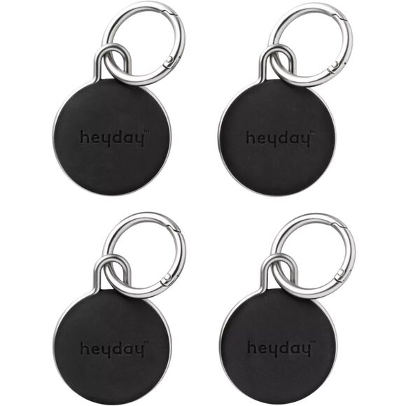 Apple AirTag Keychain Holder 4 Pack Silicone Black Case by Heyday for AirTags - Picture 1 of 12